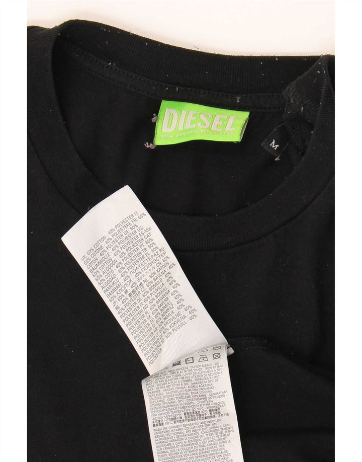 Diesel Mens Graphic T-Shirt Top Medium Black Cotton