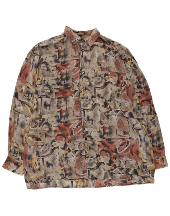 NEW FAST Mens Abstract Pattern Shirt Size 41/42 Large Multicoloured Silk