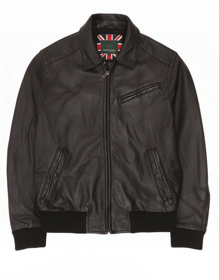 Henry Cottons Mens Leather Jacket IT 52 XL Black