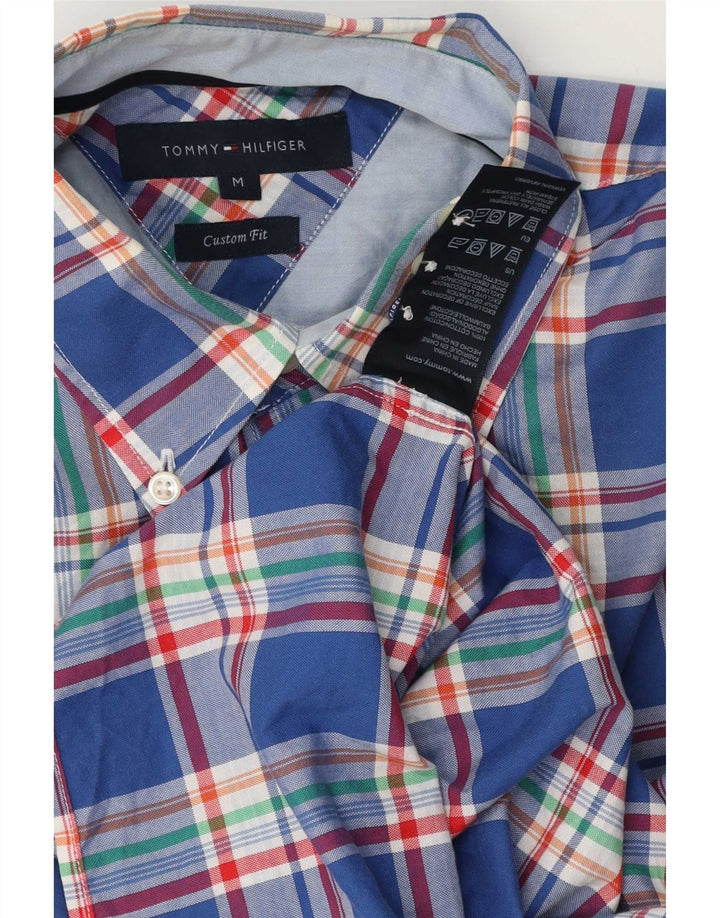 Tommy Hilfiger Mens Custom Fit Shirt Medium Blue Check Cotton