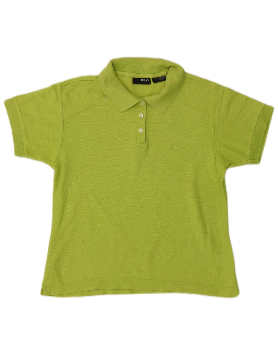 FILA Womens Crop Polo Shirt UK 14 Large Green Cotton