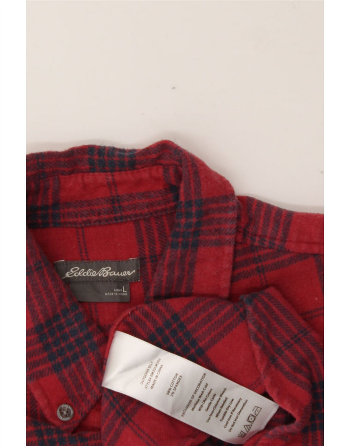 EDDIE BAUER Mens Flannel Shirt Large Red Check Cotton Vintage Eddie Bauer and Second-Hand Eddie Bauer from Messina Hembry 