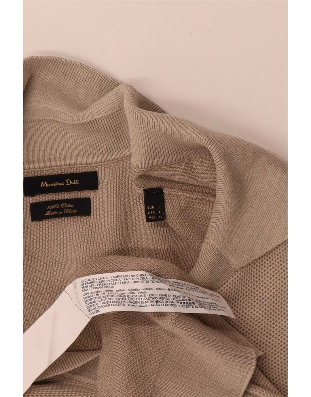 Massimo Dutti Mens Polo Shirt Large Grey Cotton