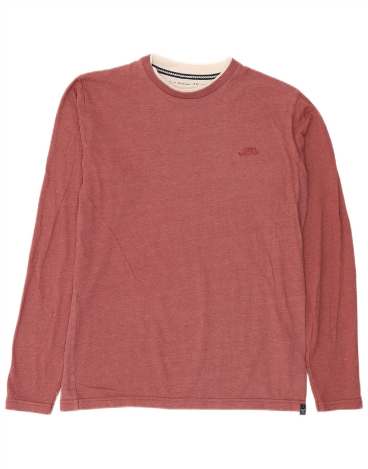 Weird Fish Mens Top Long Sleeve Small Red Cotton