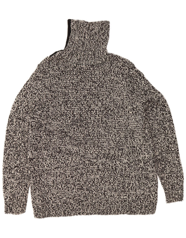 Chaps Womens Roll Neck Jumper Sweater UK 18 XL Black Flecked Cotton