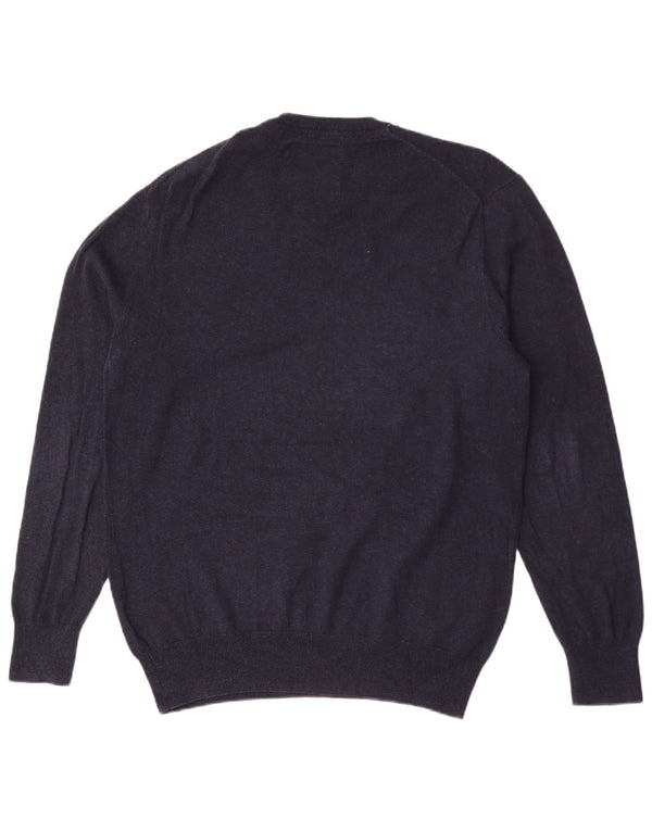 Superdry Mens V-Neck Jumper Sweater XL Navy Blue Cotton