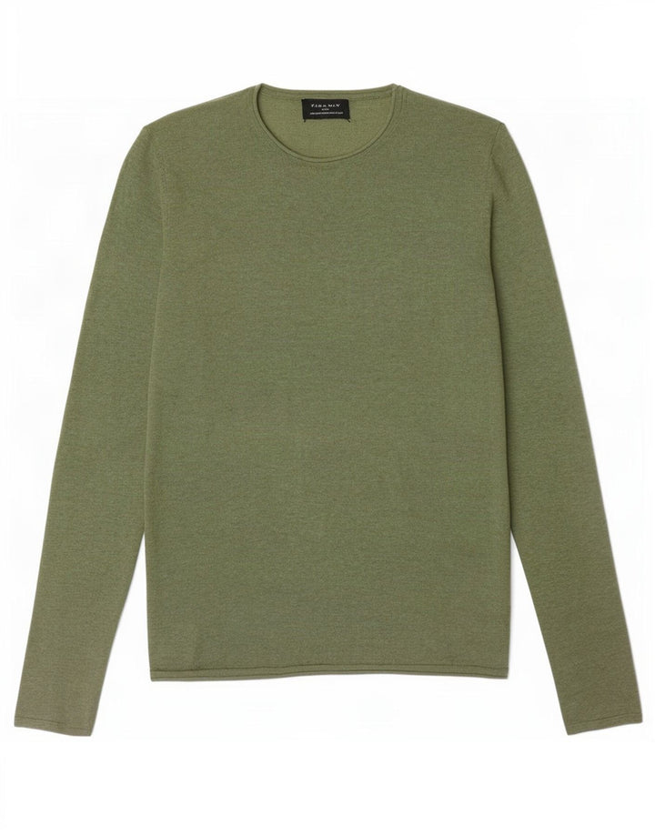 Zara Mens Crew Neck Jumper Sweater Medium Green
