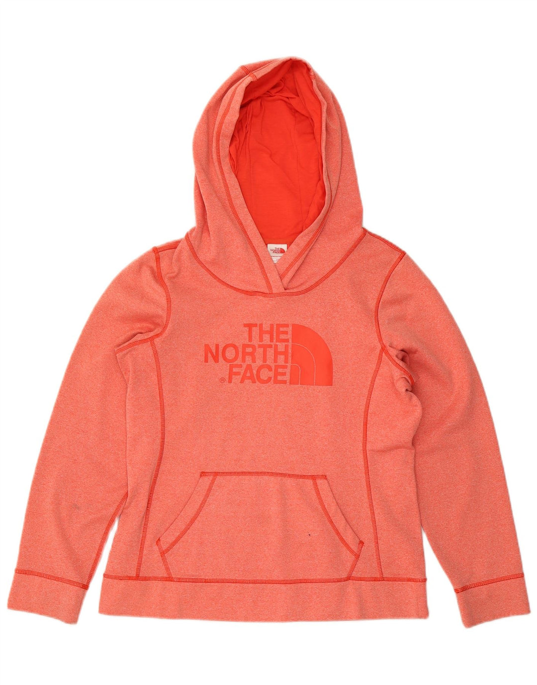 THE NORTH FACE Womens Graphic Hoodie Jumper UK 14 Large Orange Polyester