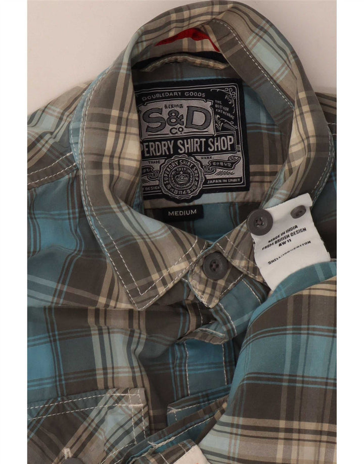 Superdry Mens Shirt Medium Blue Plaid Cotton