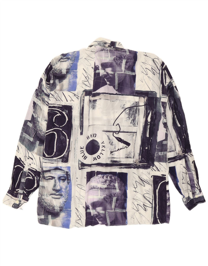 Cocoa Mens Abstract Pattern Shirt Large Blue