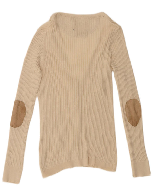 Massimo Dutti Womens Cardigan Sweater UK 16 Large Beige Cotton