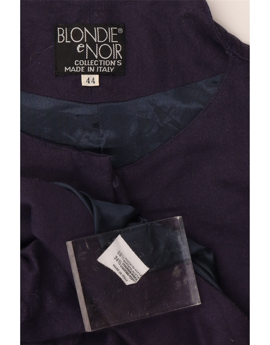 VINTAGE Womens Bomber Jacket IT 44 Medium Navy Blue Acetate