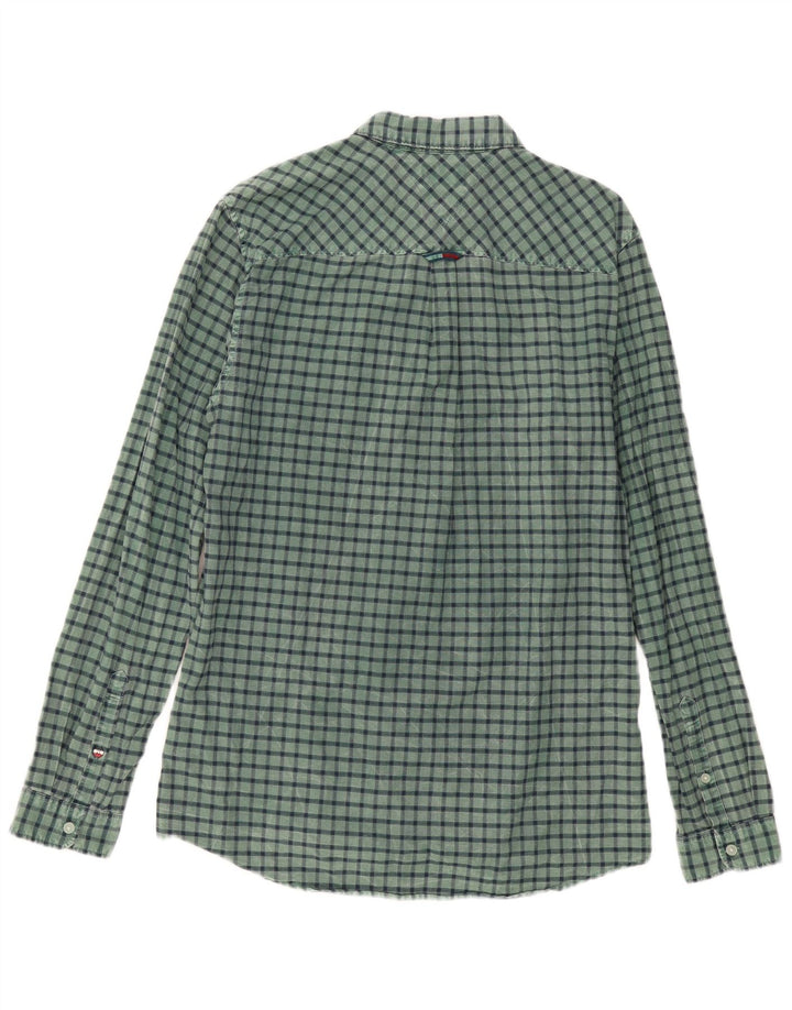 Tommy Hilfiger Mens Regular Fit Shirt Medium Green Check Cotton