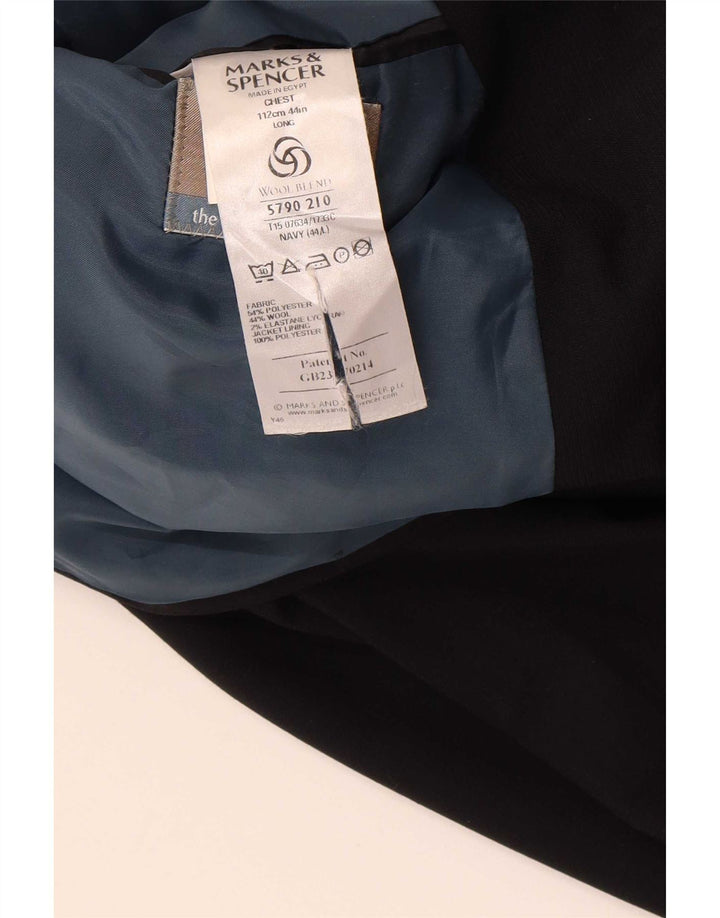 Marks & Spencer Mens 3 Button Blazer Jacket UK 44 XL Navy Blue Polyester