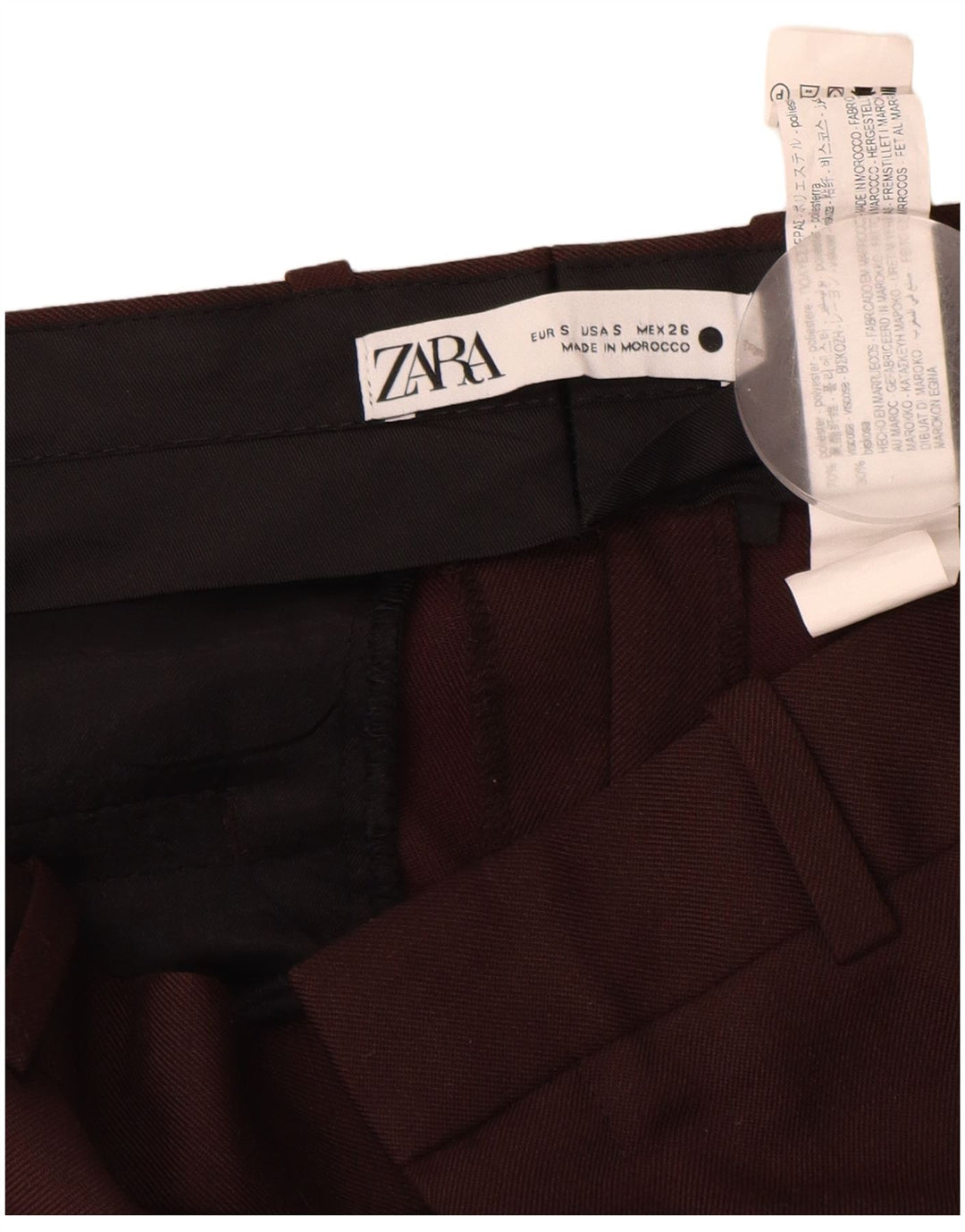 Zara Womens Straight Chino Trousers Small W26 L28 Brown Polyester