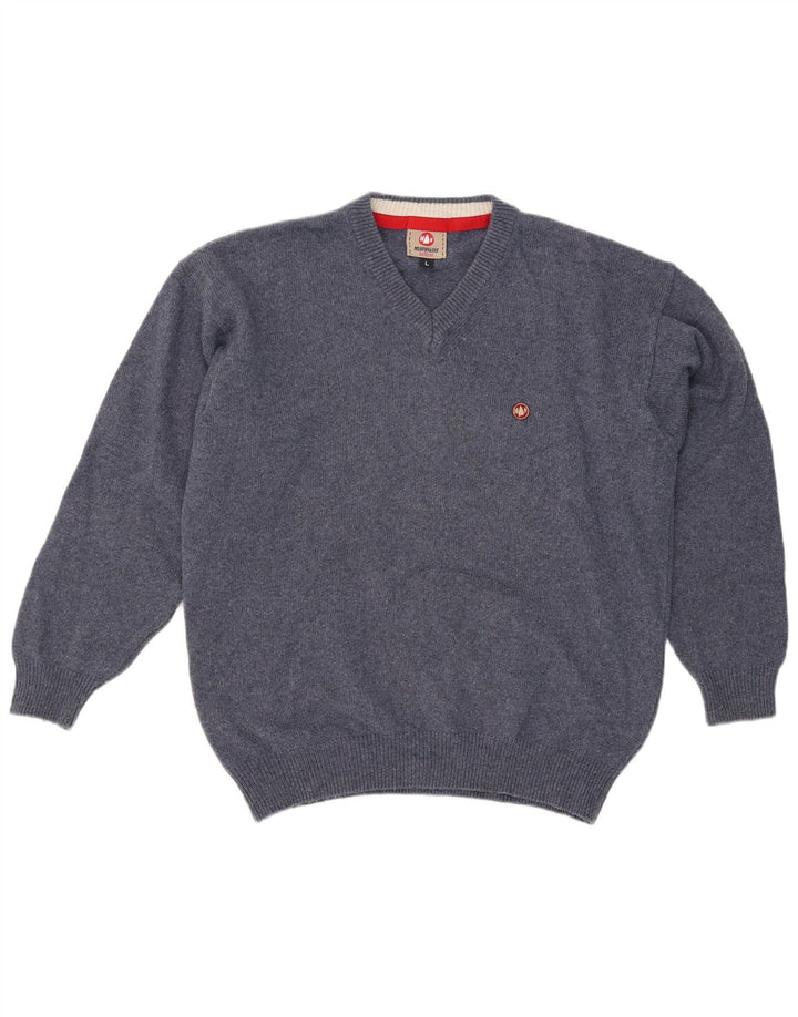 Murphy & Nye Mens V-Neck Jumper Sweater Large Blue Wool