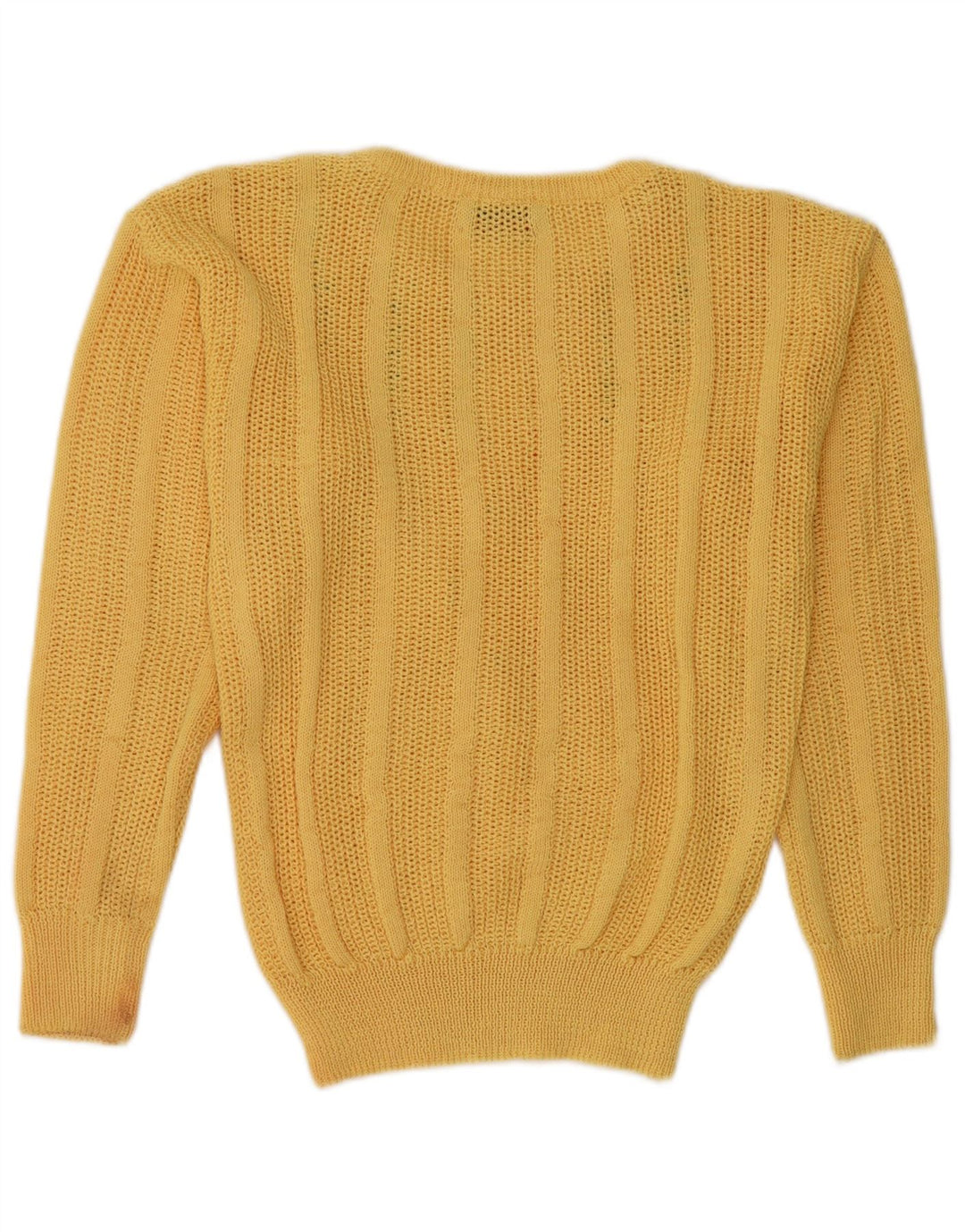 VINTAGE Womens Boat Neck Jumper Sweater UK 12 Medium Yellow Acrylic