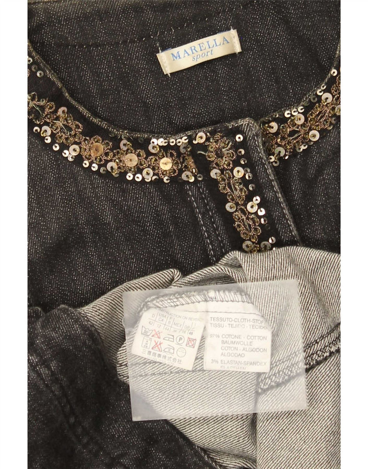 Marella Womens Denim Jacket UK 16 Large Grey Cotton