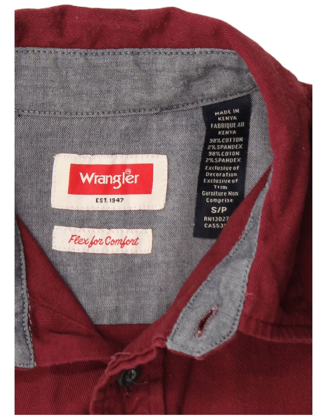 WRANGLER Mens Shirt Small Maroon Cotton