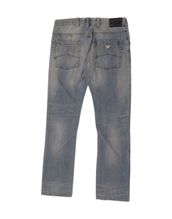 Armani Mens Regular Fit Straight Jeans W32 L34 Blue Cotton