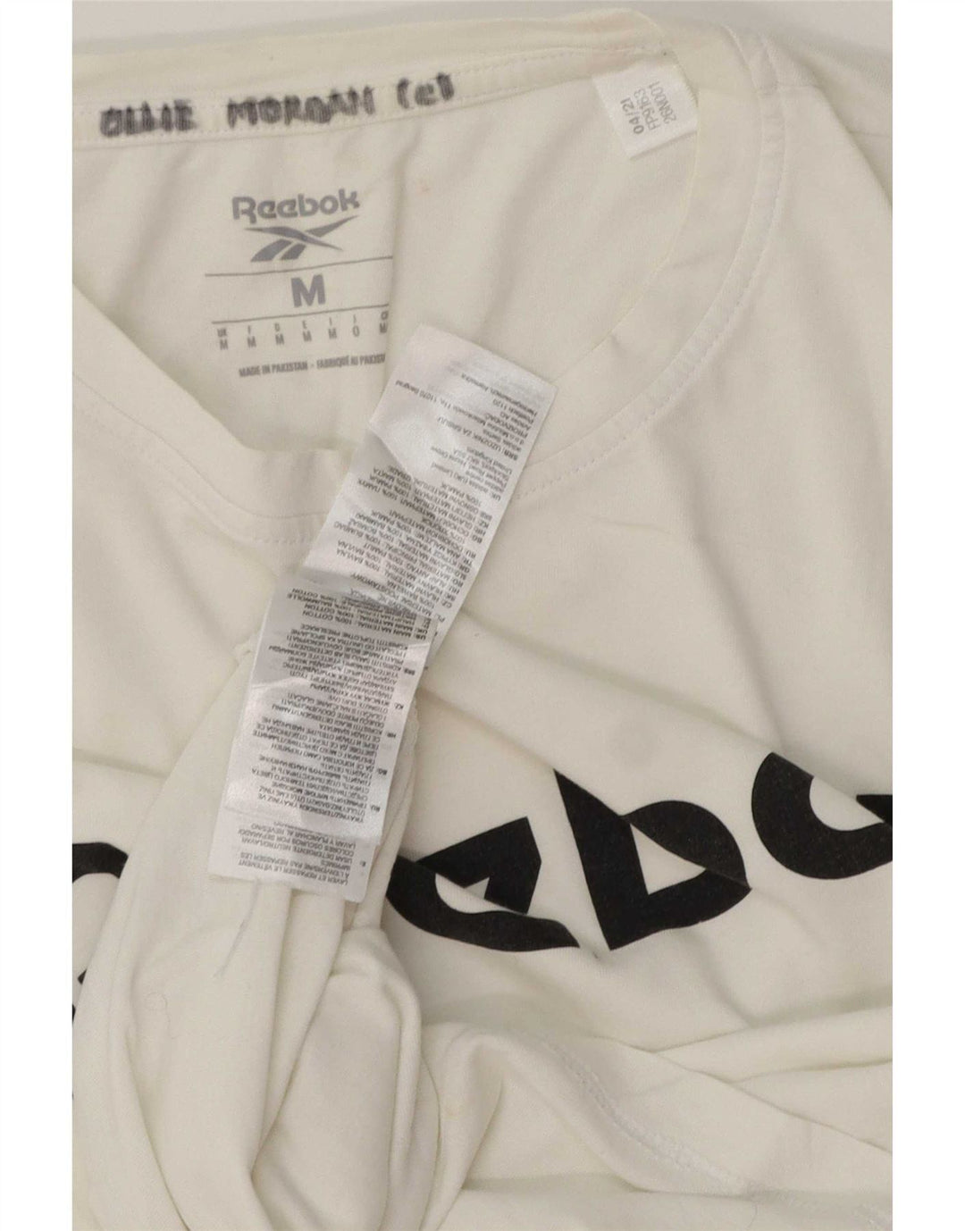 Reebok Mens Graphic T-Shirt Top Medium White Cotton
