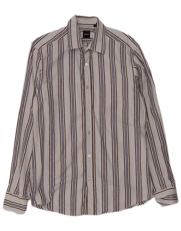 Hugo Boss Mens Shirt Medium Blue Striped
