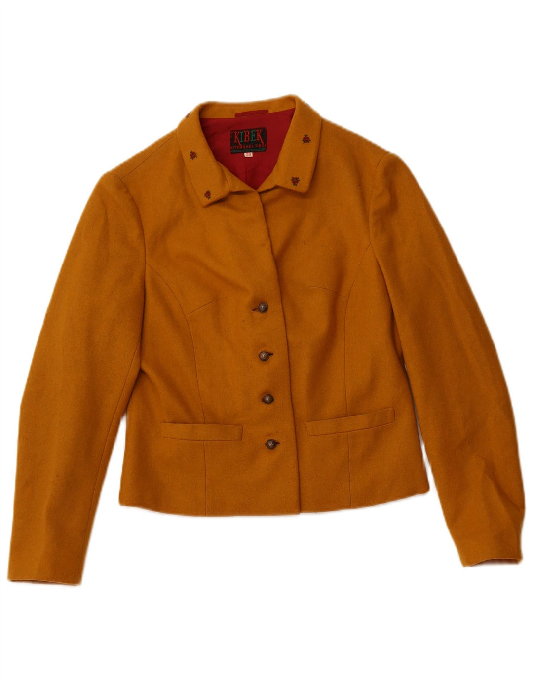VINTAGE Womens 4 Button Blazer Jacket IT 38 XS Yellow Cotton