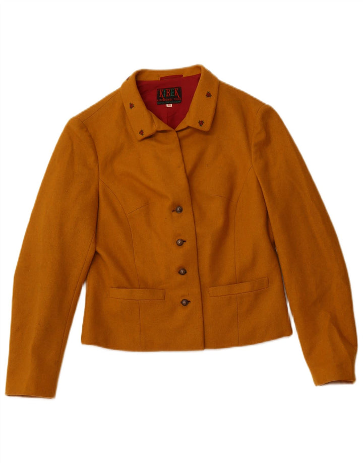 VINTAGE Womens 4 Button Blazer Jacket IT 38 XS Yellow Cotton