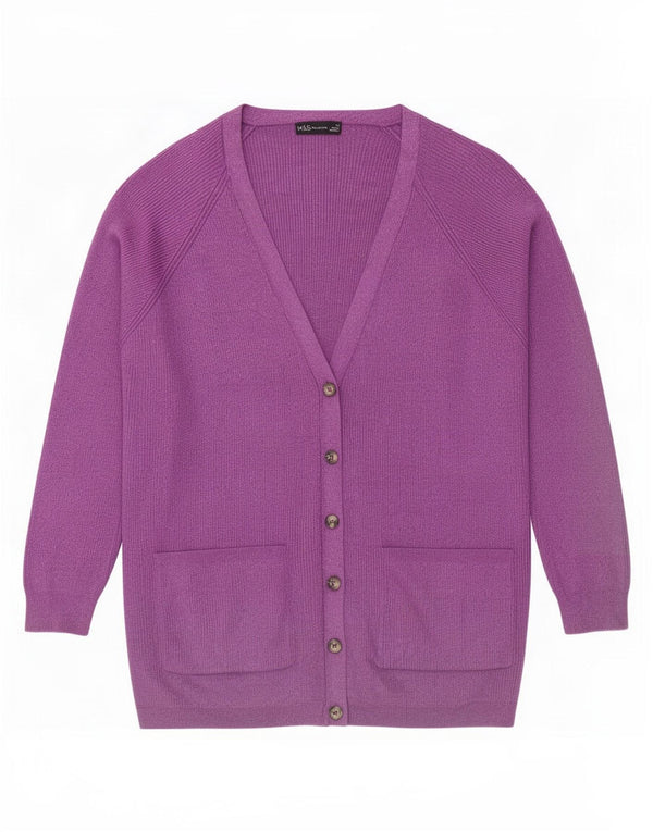 Marks & Spencer Womens Cardigan Sweater UK 18 XL Purple Flecked Viscose