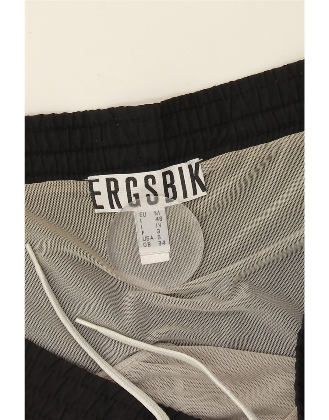 BIKKEMBERGS Mens Graphic Swimming Shorts Medium Black Polyester