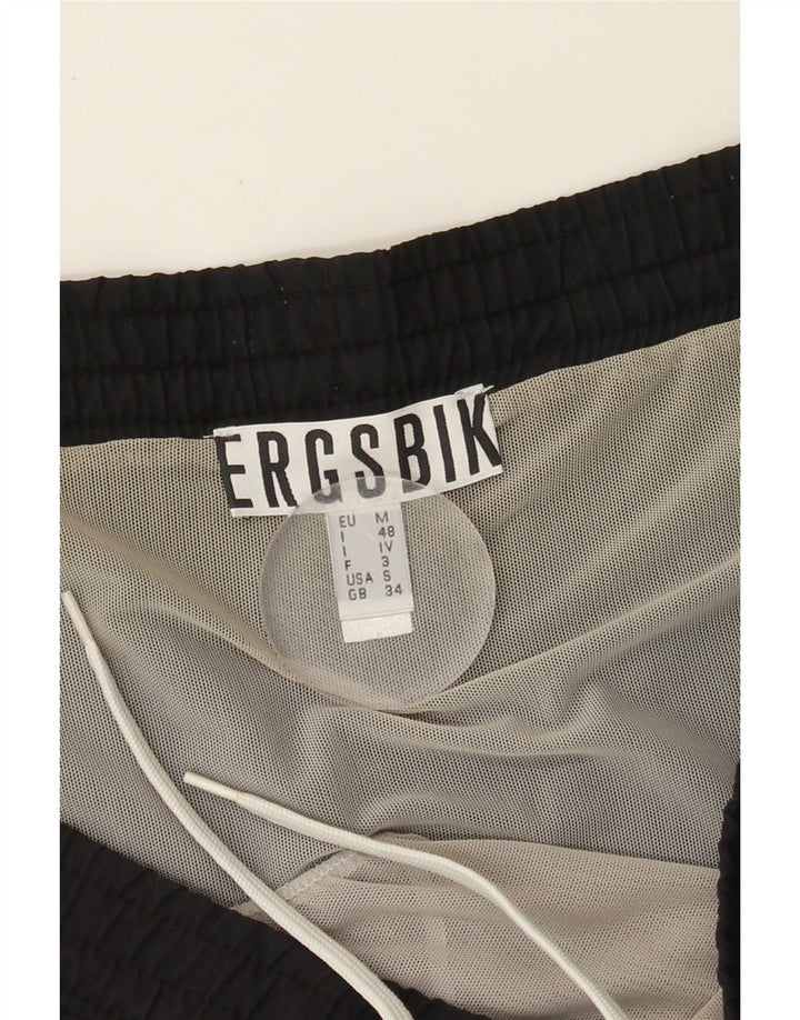 BIKKEMBERGS Mens Graphic Swimming Shorts Medium Black Polyester