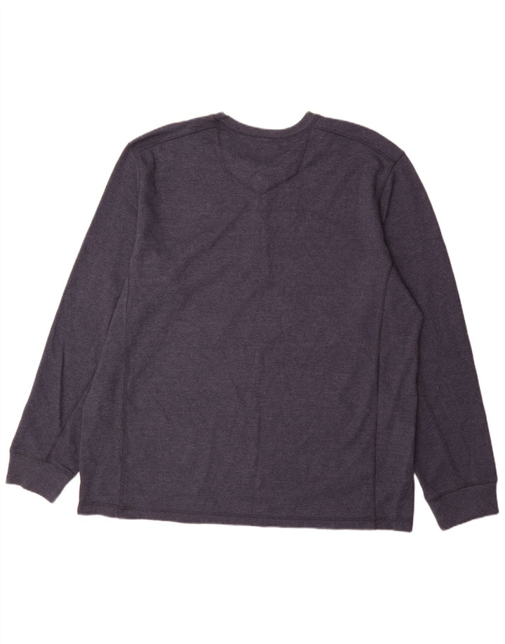 Eddie Bauer Mens Top Long Sleeve 2XL Navy Blue Cotton