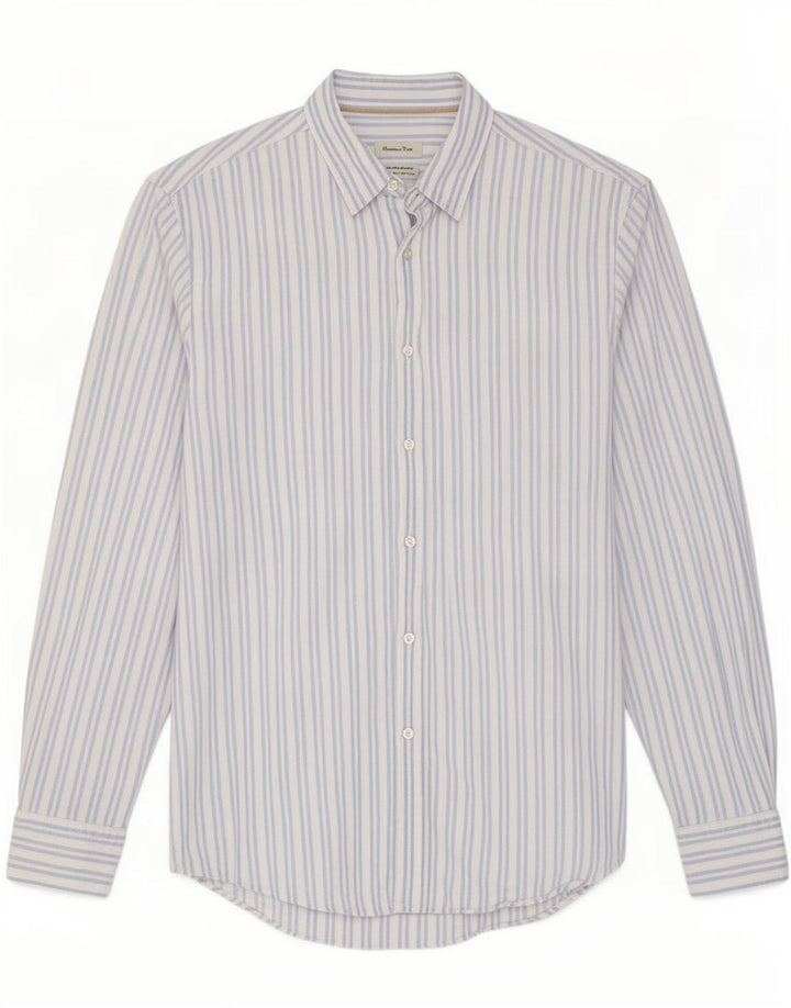 Massimo Dutti Mens Shirt Large Blue Striped Cotton