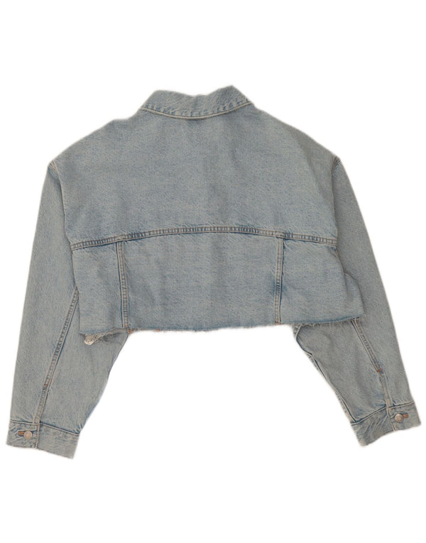 ZARA Womens Oversized Crop Denim Jacket UK 14 Medium Blue Cotton