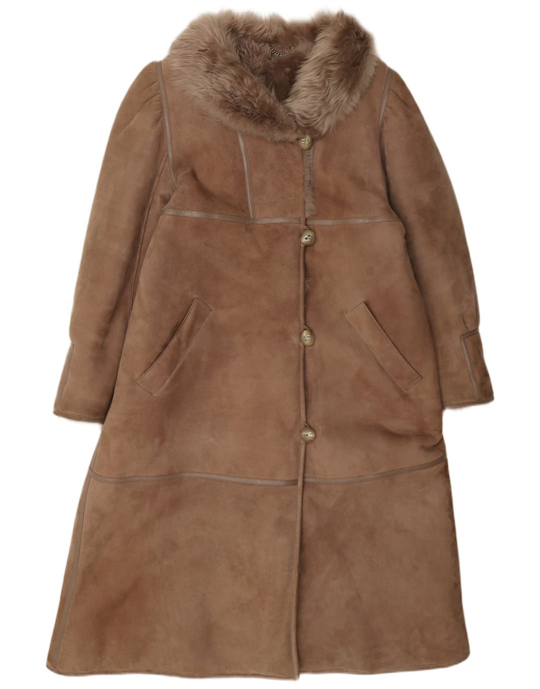 Vintage Womens Shearling Coat IT 42 Medium Brown