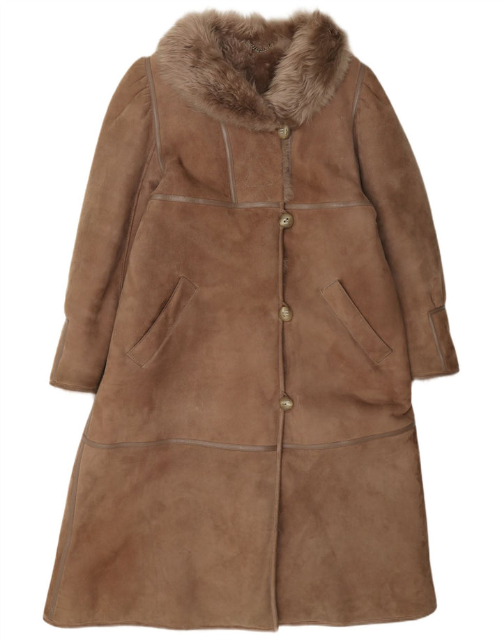 Vintage Womens Shearling Coat IT 42 Medium Brown