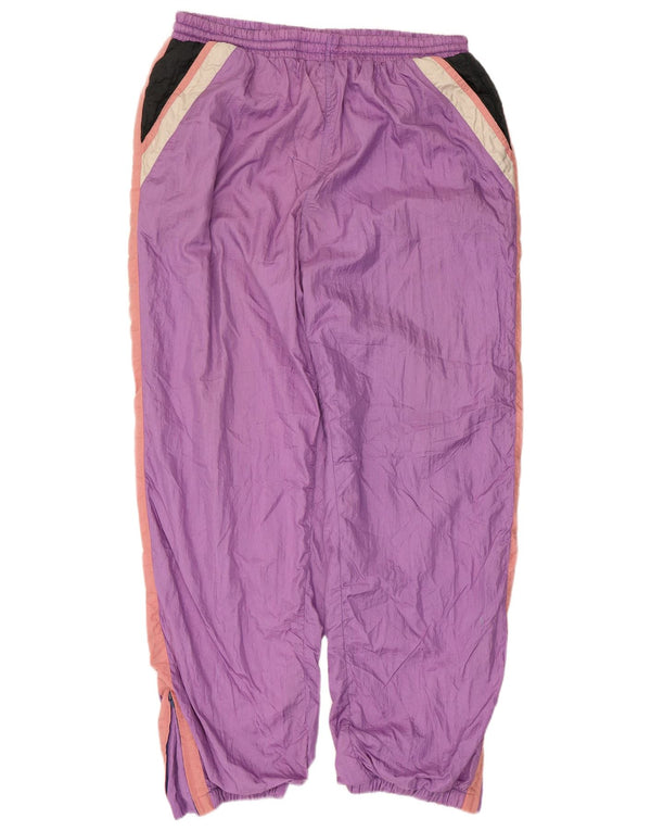 Vintage Mens Tracksuit Trousers Joggers 2XL Purple Colourblock Nylon