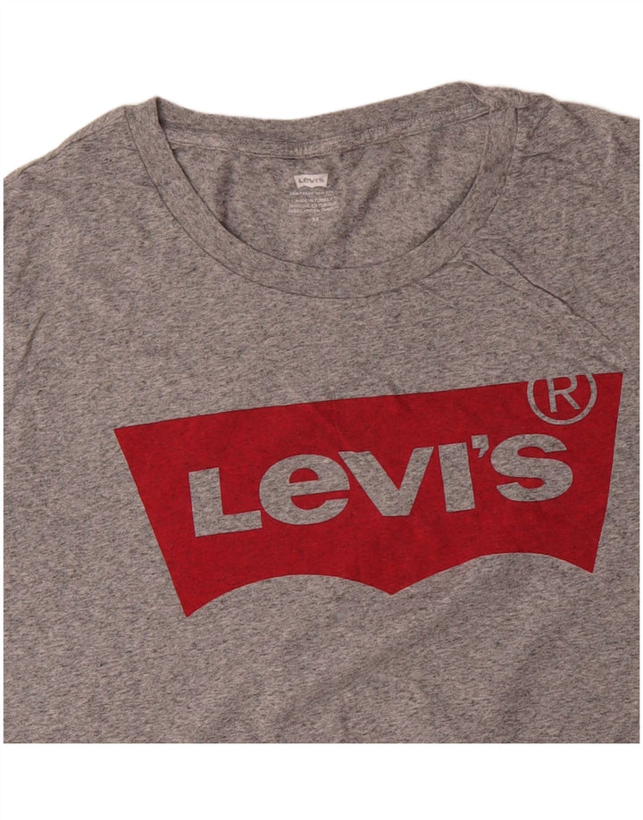 LEVI'S Womens Graphic T-Shirt Top UK 22 3XL Grey Flecked Cotton