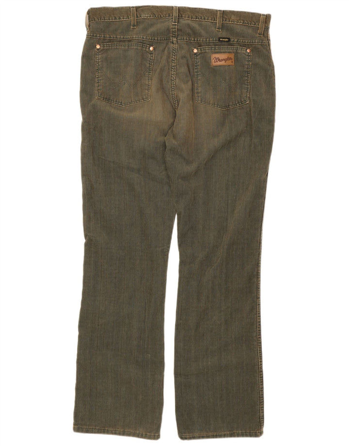 WRANGLER Mens Bootcut Corduroy Trousers W38 L34 Khaki Cotton