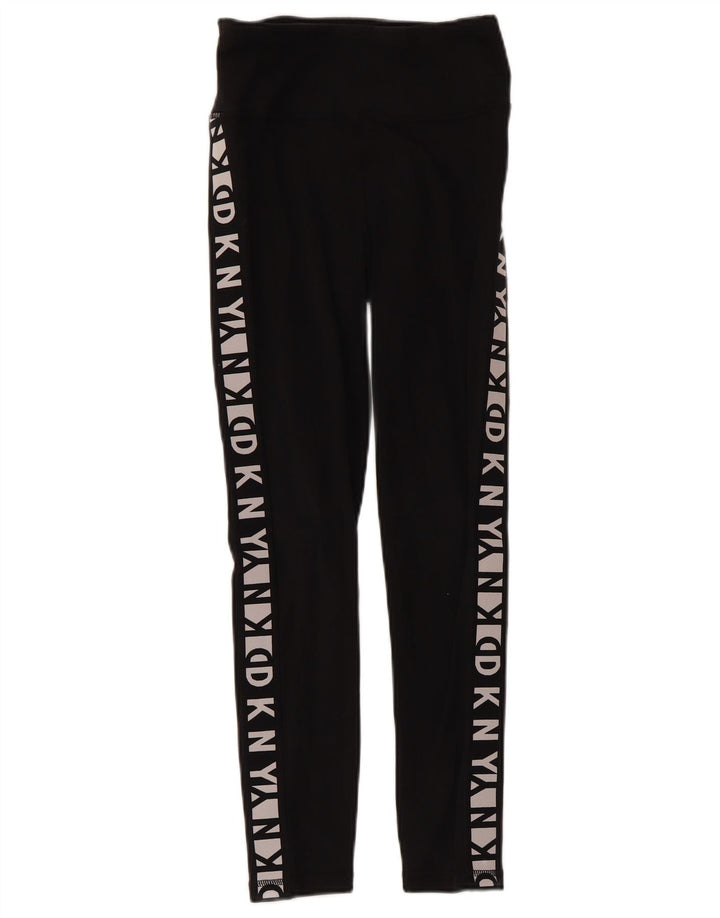 Dkny Womens Graphic Leggings UK 4 XS  Black Cotton