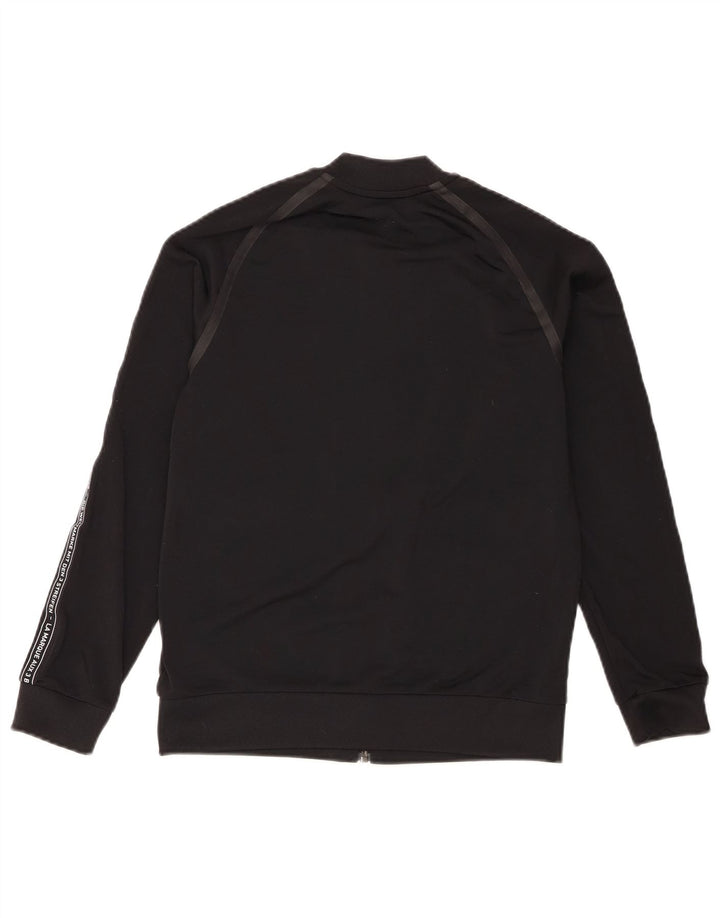 Adidas Boys Graphic Tracksuit Top Jacket 11-12 Years Black Polyester