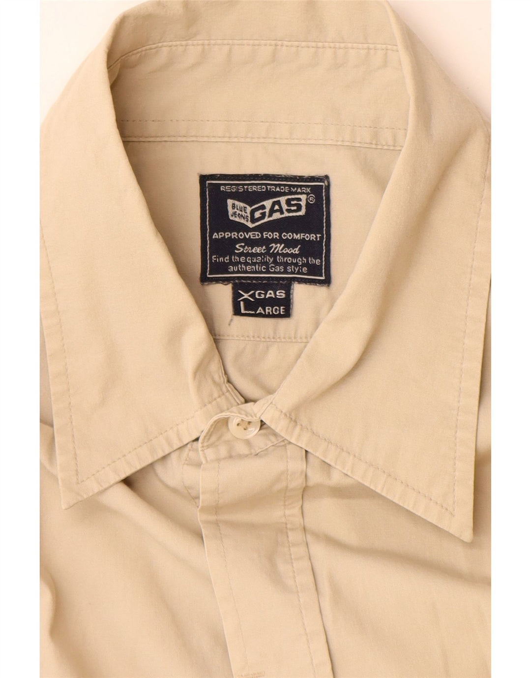 Gas Mens Shirt XL Beige Cotton