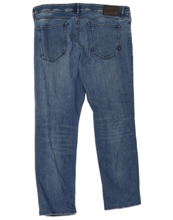 Hugo Boss Mens Maine Regular Fit Straight Jeans W36 L30 Blue Cotton