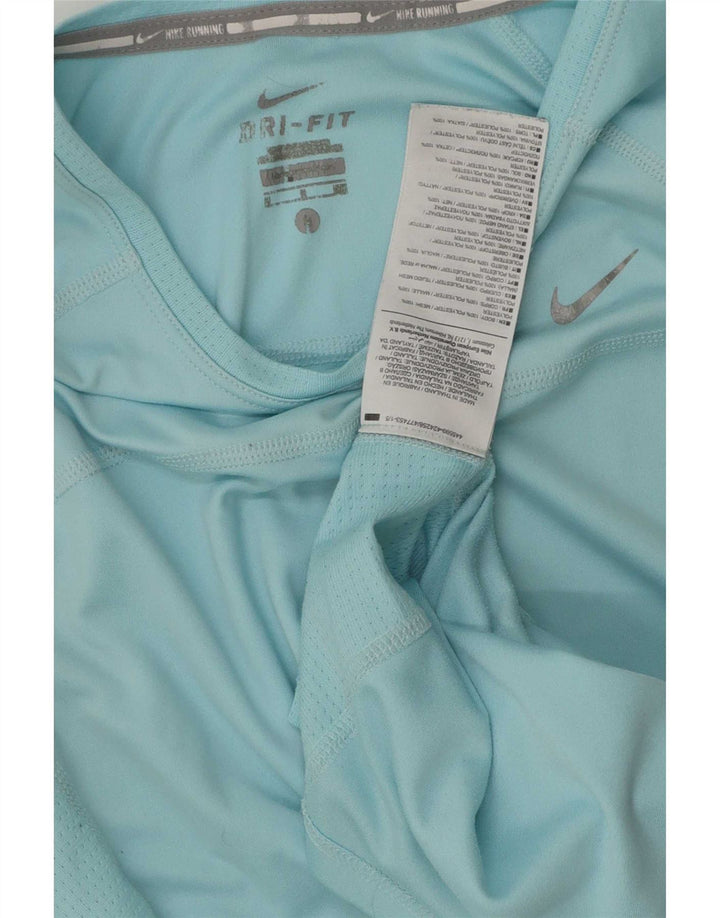 Nike Womens Dri Fit T-Shirt Top UK 10 Small Blue Polyester