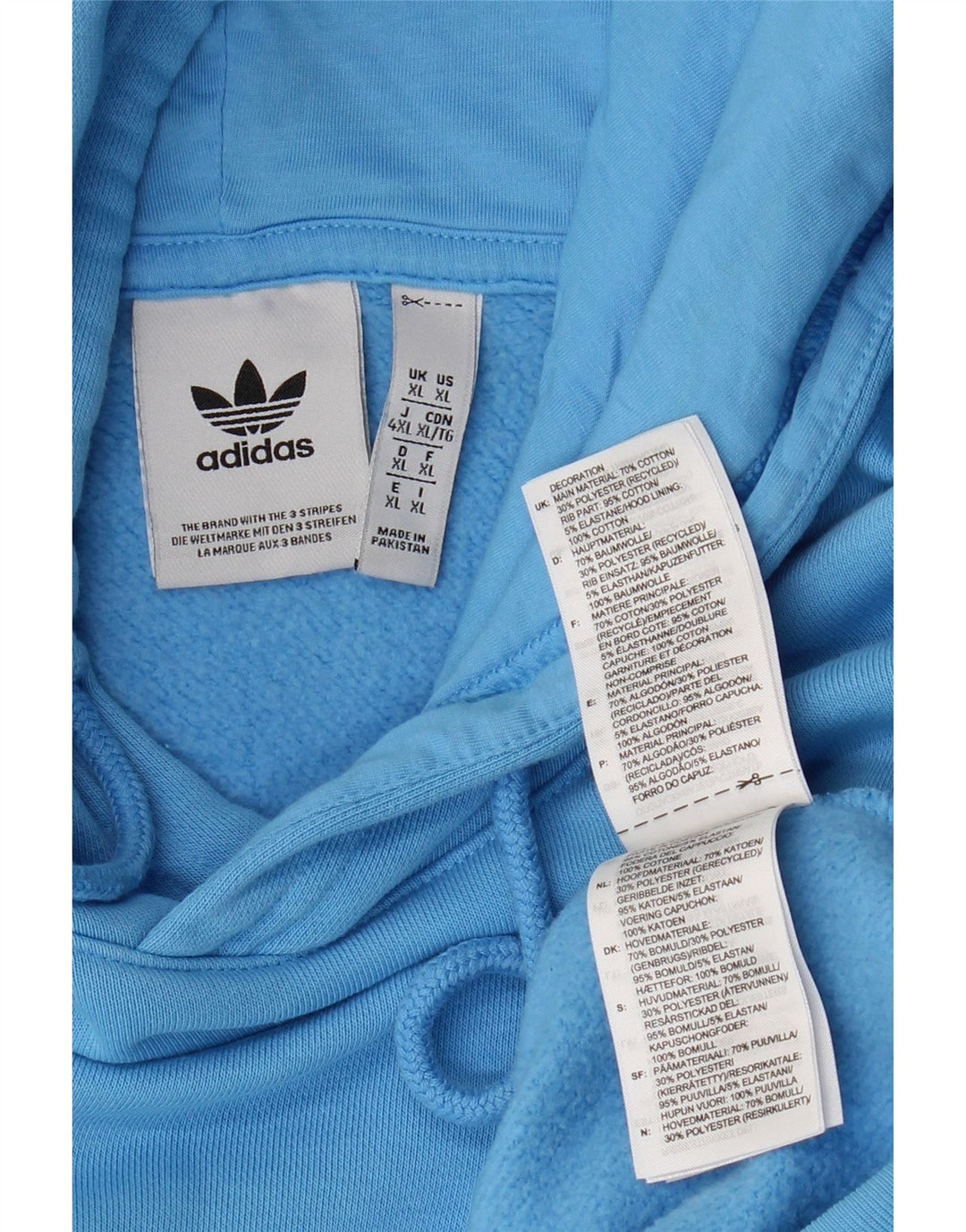 ADIDAS Mens Hoodie Jumper XL Blue Cotton