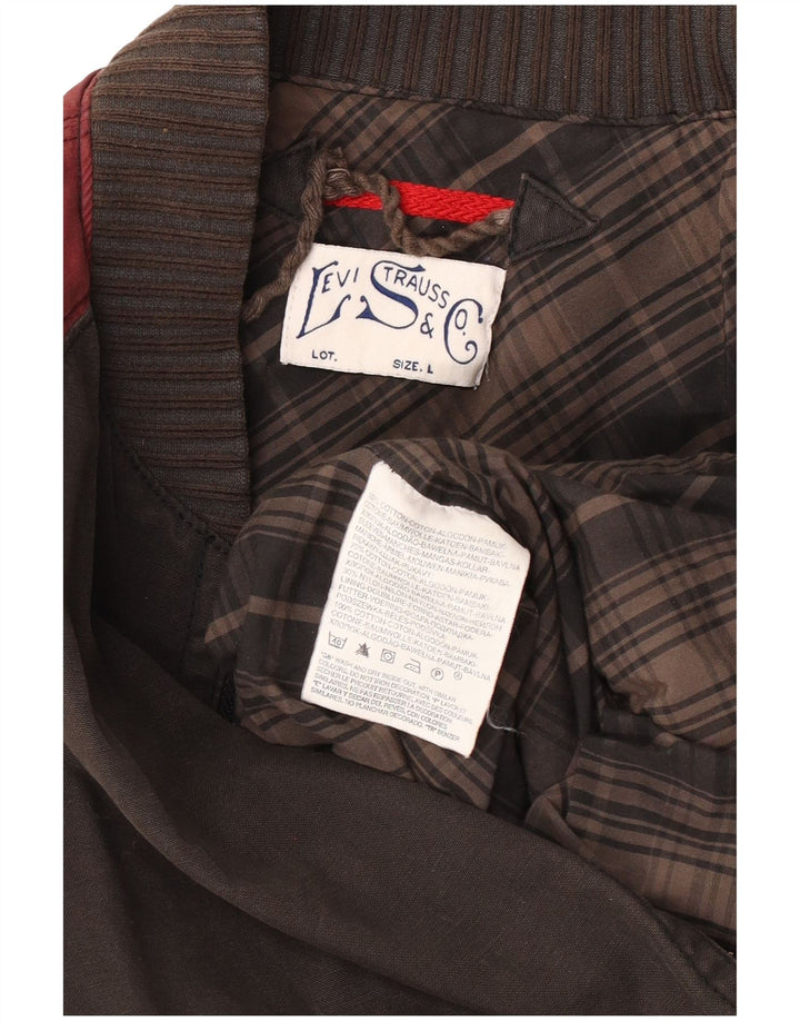 LEVI'S Mens Bomber Jacket UK 40 Large Brown Colourblock Cotton