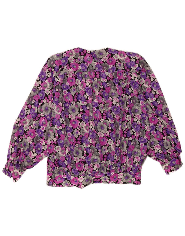 Vintage Womens Wrap Shirt Blouse UK 18 XL Purple Floral