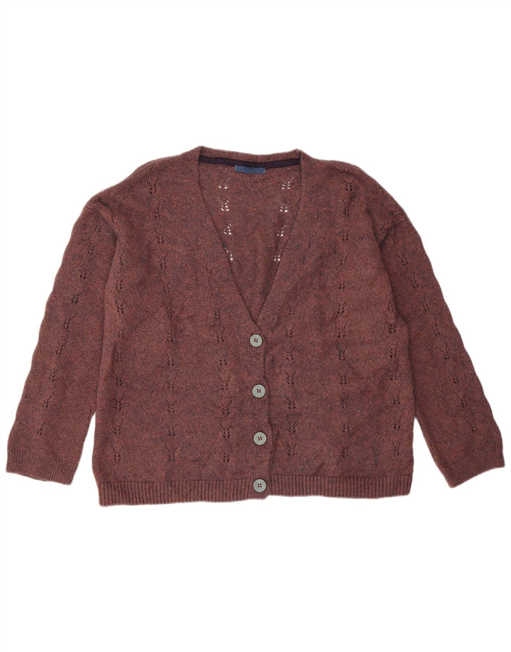 White Stuff Womens Loose Fit Cardigan Sweater UK 14 Medium Maroon Acrylic