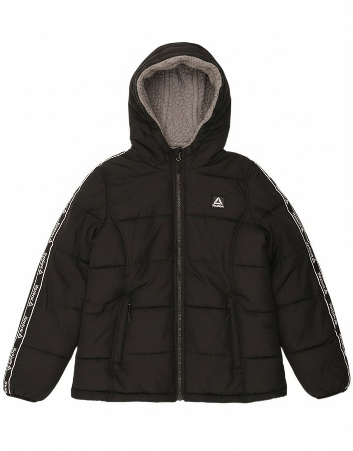 Reebok Womens Graphic Hooded Padded Jacket UK 10 Small Black