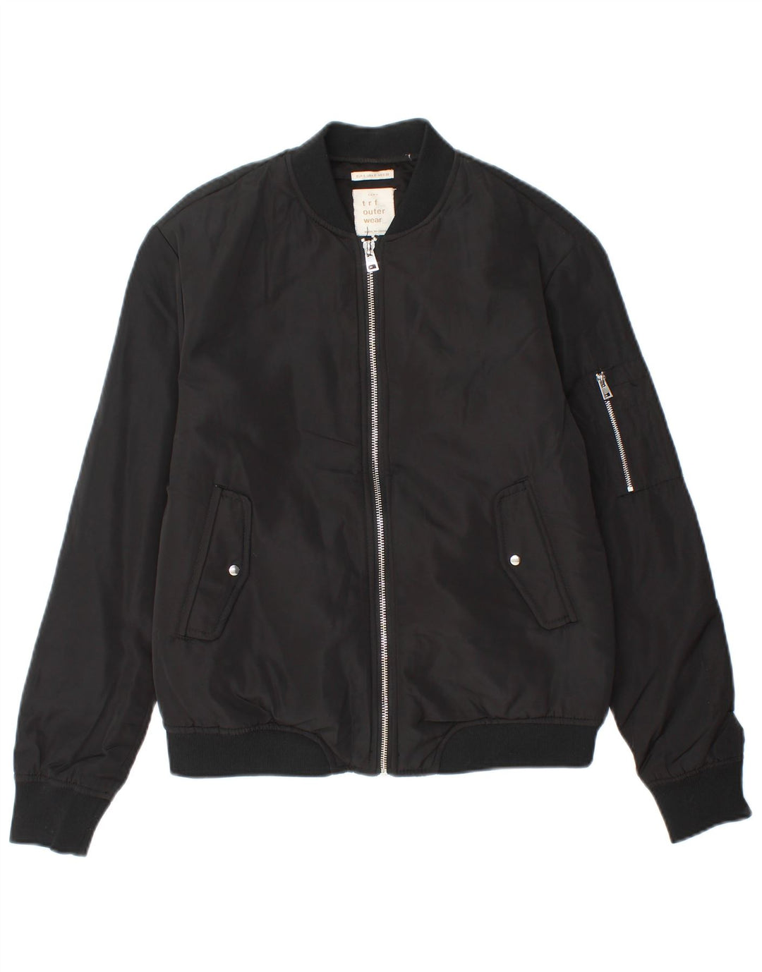 ZARA Womens Bomber Jacket UK 10 Small Black Polyester